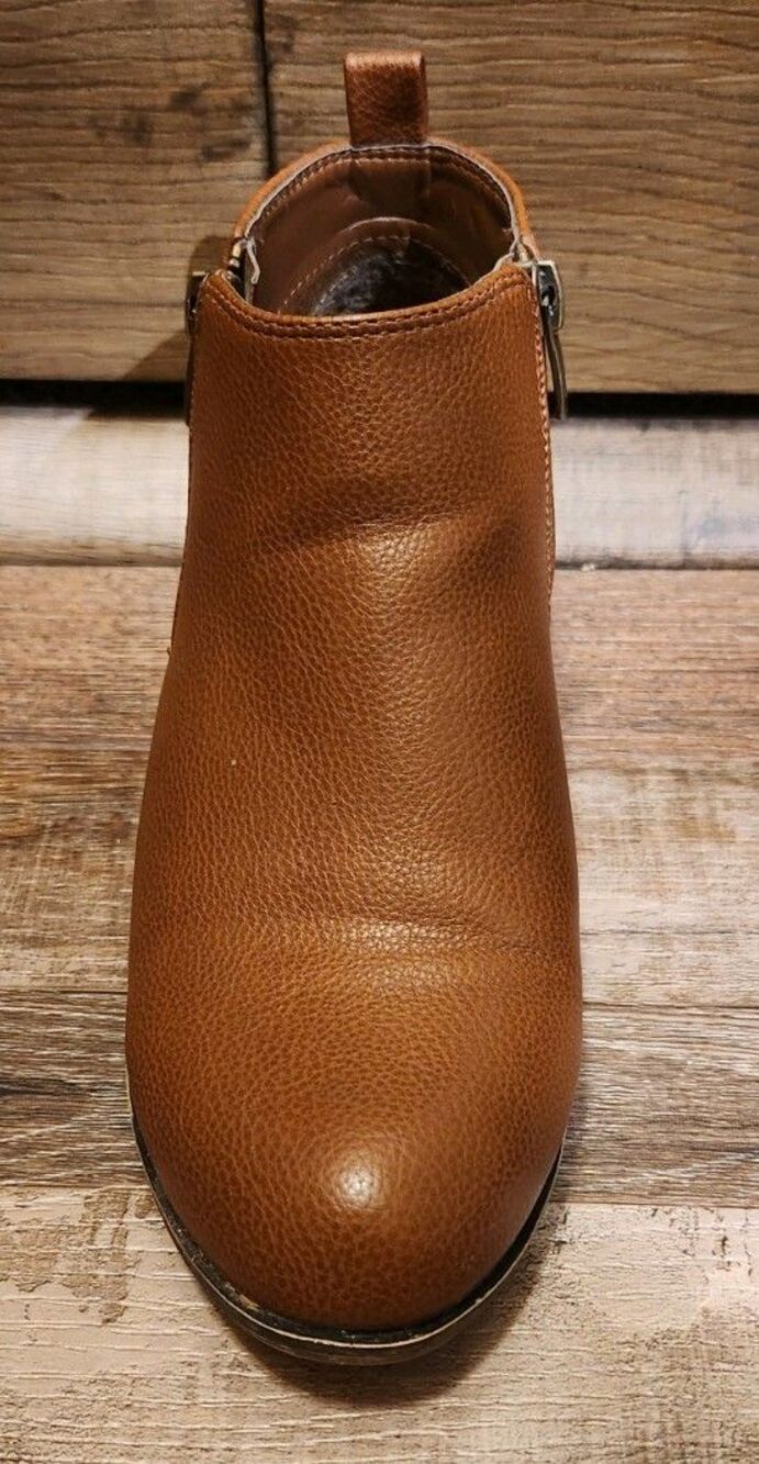 Ladies Size 6.5 Jessica Cline Zip Up Ankle Boots Brown Faux Leather. - Picture 5 of 10